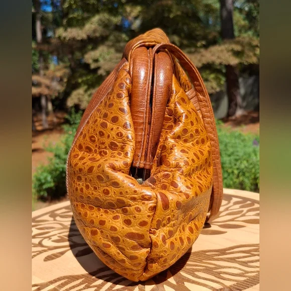 Vintage 1980's J&E Handbag Company NY Brown Leather Large Convertible Clutch - Picture 6 of 14